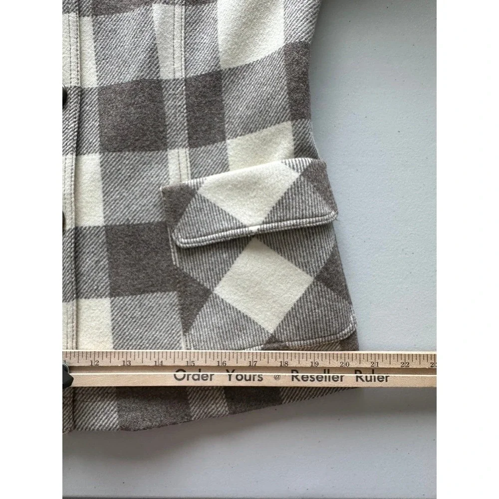 Pendleton Oregon Tweed Wool Blazer Women 14 Jacket Cream Buffalo Check Plaid